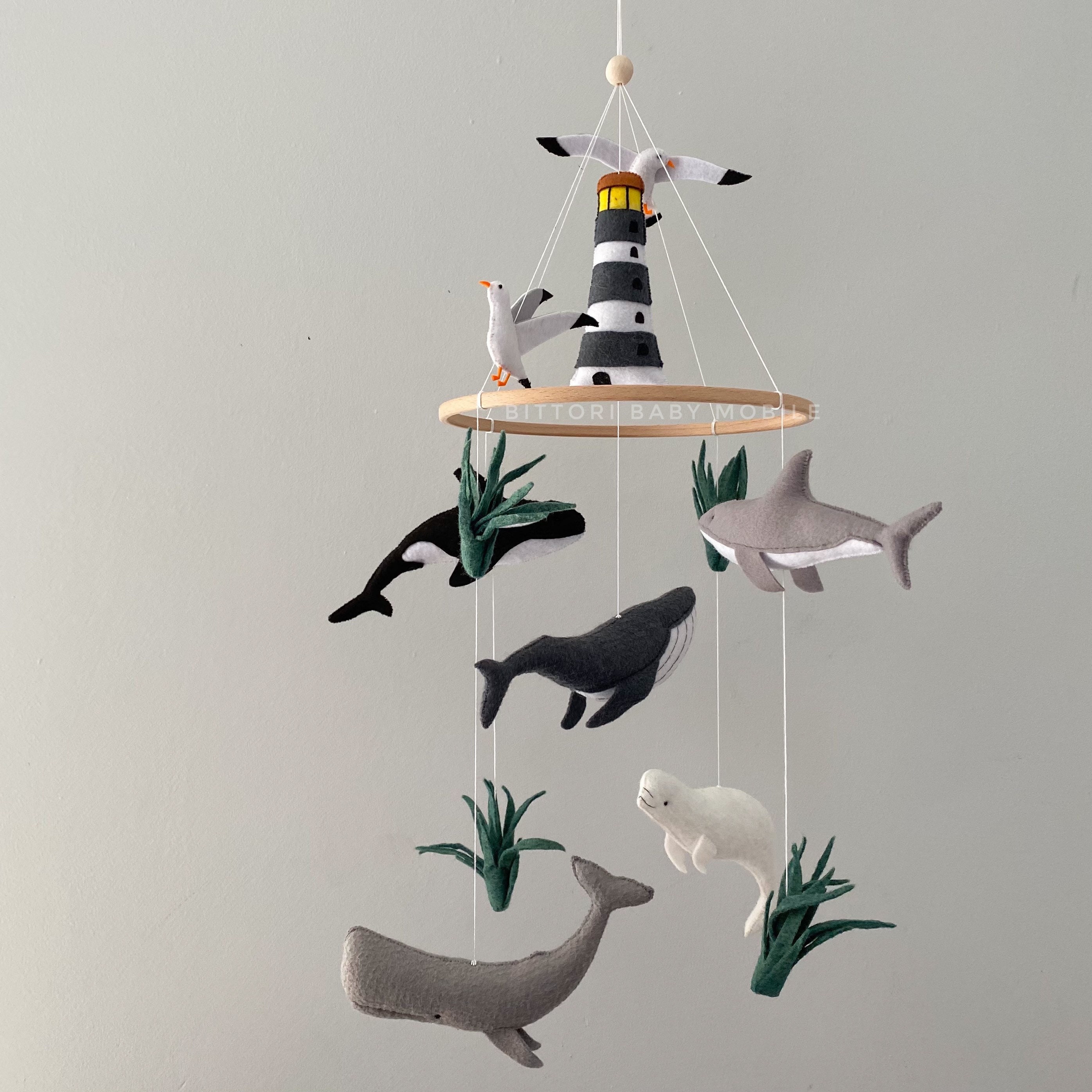 Ocean Baby Mobile | Nautical Crib Mobile With Lighthouse, Whales