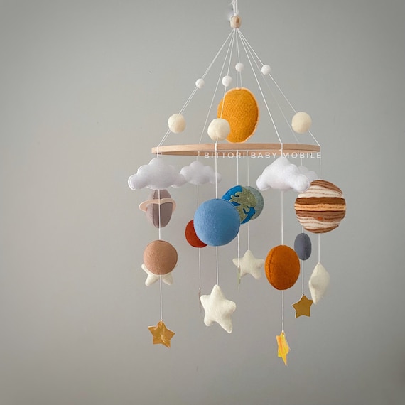 Solar System Nursery Mobile With Planets Sun Stars. Space Themed