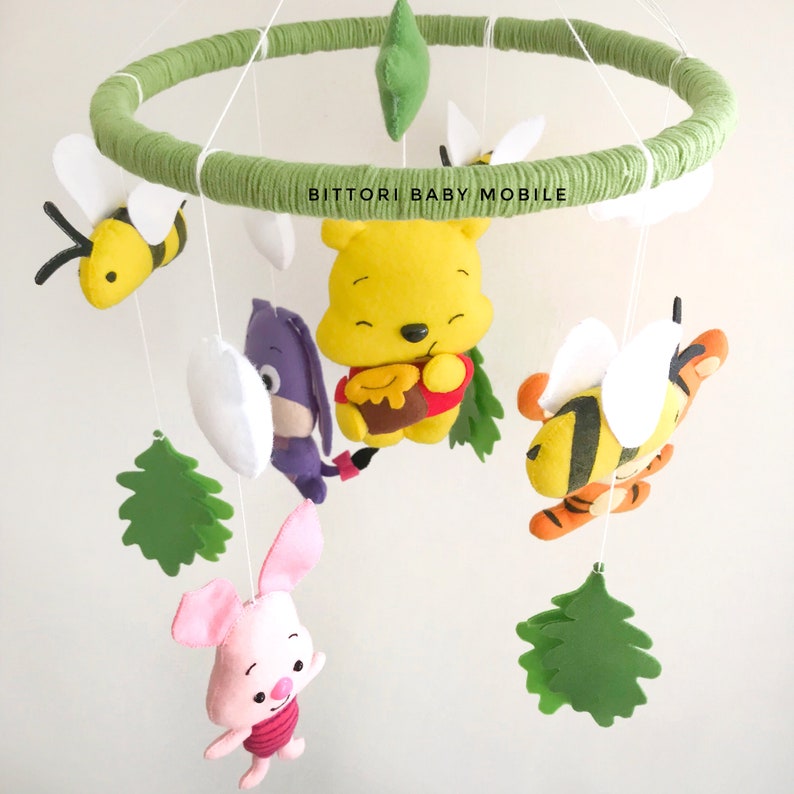 Winnie the Pooh nursery baby mobile with night light bee baby Etsy