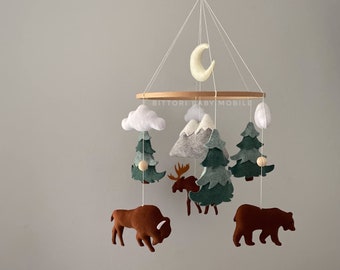 Forest Animals Baby Mobile Woodland Nursery Decor With Bear