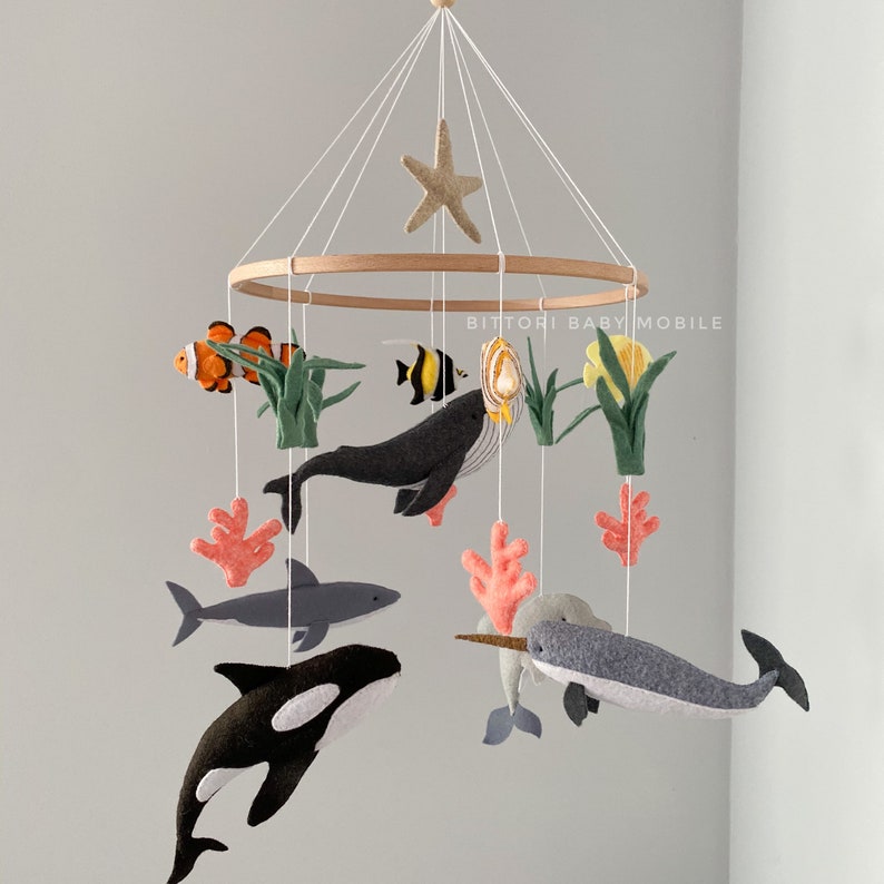 Whale mobile Ocean mobile fish crib mobile Nautical mobile Etsy