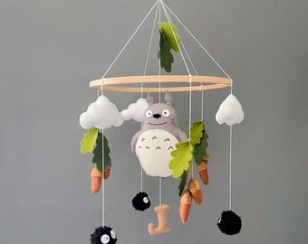 Forest Crib Mobile with Personalized Letter: Anime Inspired Baby Mobile | Woodland Nursery Decor | Gender Neutral Baby Shower Gift