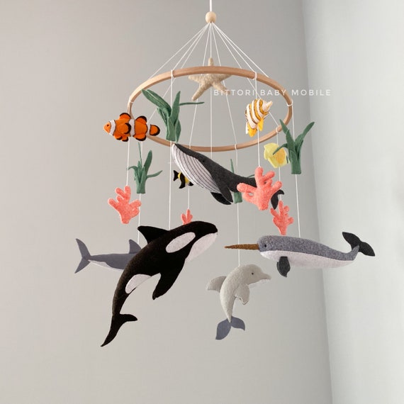 Whale Baby Mobile Fish Mobile Moon Baby Crib Mobile Grey Whale Mobile for  Nursery Neutral Nursery Mobile Baby Shower Gift 