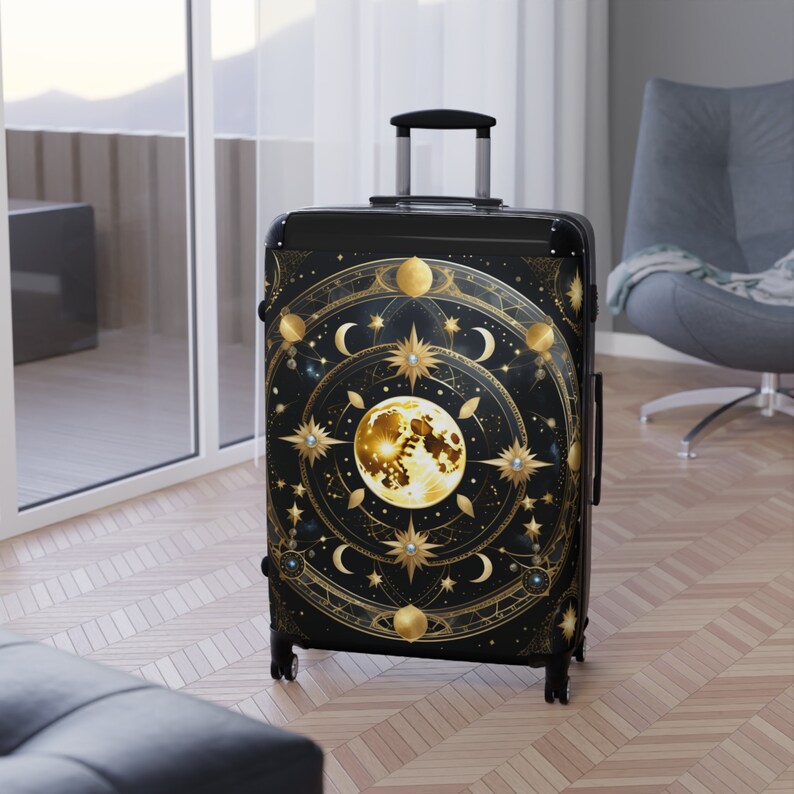 Black and Gold Suitcase Black and Gold Luggage Gothic Travel Etsy
