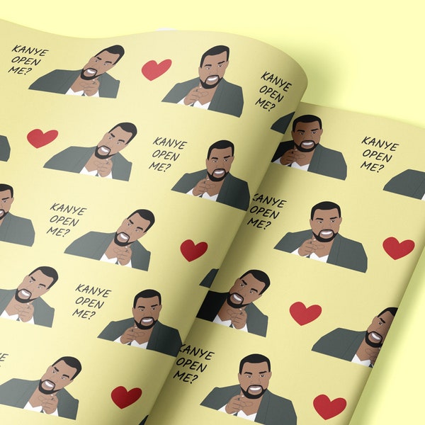 Kanye West Funny Gift Wrapping Paper Sheet- Kanye Open Me - Birthday Gift Wrap| Celebrity Wrapping Paper