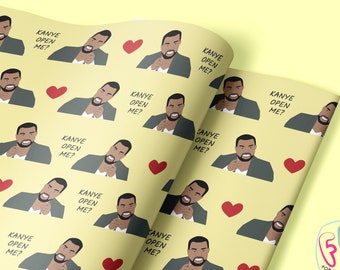 Kanye West Funny Gift Wrapping Paper Sheet- Kanye Open Me - Birthday Gift Wrap| Celebrity Wrapping Paper