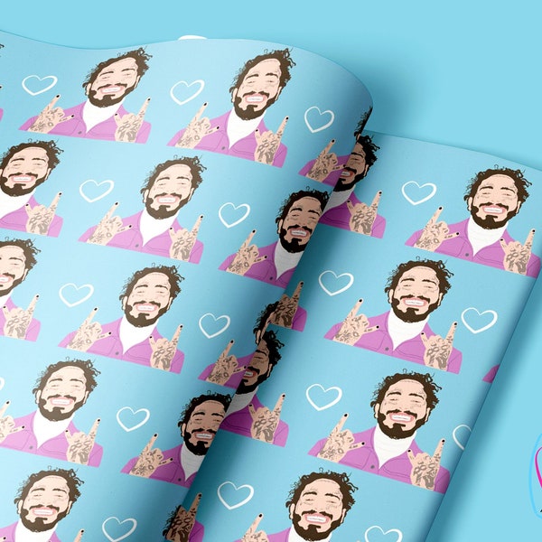 Post Malone Funny Gift Wrapping Paper Sheet| Post Malone - Birthday Gift Wrap| Celebrity Wrapping Paper