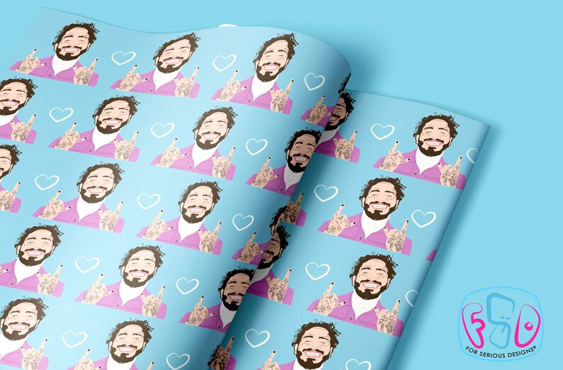 Post Malone Funny Gift Wrapping Paper Sheet Post Malone Birthday Gift Wrap Celebrity Wrapping Paper image 1