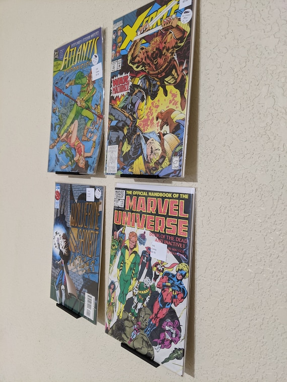 Monciysn Espositori per fumetti, 12 mensole galleggianti in acrilico trasparente, montaggio a parete, supporto per cornici per fumetti, vetrina