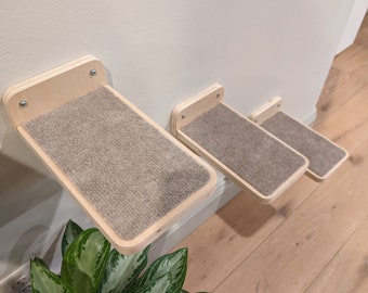 Cat steps, wall mounted cat steps pet furniture. Contains three (3) steps