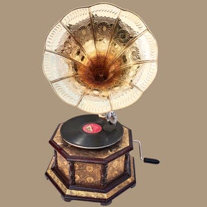 Vintage Handcrafted Gramophone|Antique Finished Rustic Working Gramophone |Hand Crank Rustic Phonograph Home Decor Retro Vinyl Record Player