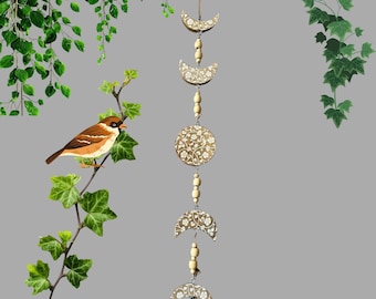 Rustic Wooden Bird Garland | Handcrafted Hanging Ornament