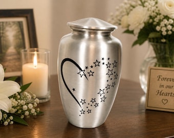 Crematie-urn Silver Star: handgemaakte as aandenken voor volwassenen