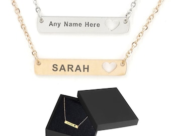 Personalised Name Necklace Custom Engraved Jewellery Gift Stainless Steel UK