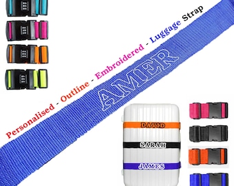 Personalised Luggage Strap Suitcase Embroidered Safe Lock Luggage Belt 5cm wide
