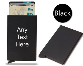 Personalised Wallet slide-up Card Holder Credit Metal RFID Blocking Minimal Slim Mens / Women