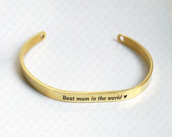 Personalised Engraved Bracelet Cuff Bangle with Any Text / Name