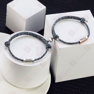 Personalised Pair Bracelets Couple Bracelet Distance Magnet Attract Friendship Love Gift
