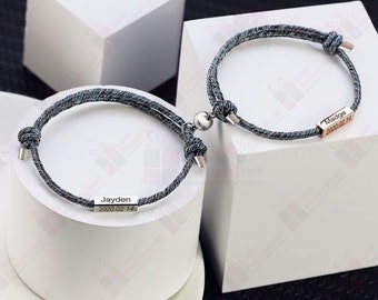 Personalised Pair Bracelets Couple Bracelet Distance Magnet Attract Friendship Love Gift