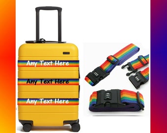 Personalised Rainbow Luggage Strap with LOCK Suitcase Safe Luggage Belt 5cm WIDE