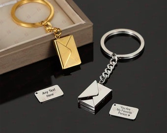 Personalized Envelope Love Letter Keychain, Custom Quotes Keychain, Couples Keychain, Secret Message, Girlfriend Gift