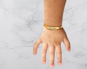 Personalised Engraved Kids & small wrist Bracelet Cuff Bangle Any Text / Name