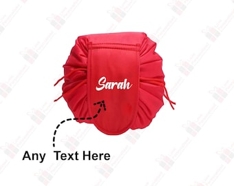 Personalised Makeup Drawstring makeup Bags Travel Cosmetic Storage Make Up Bag -RED