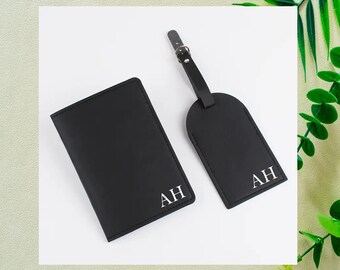 Personalised Passport Holder Set, Personalised Passport Cover, Personalised Luggage Tag, Travel Set, Bridesmaid Gift, Gift for Her, Wedding
