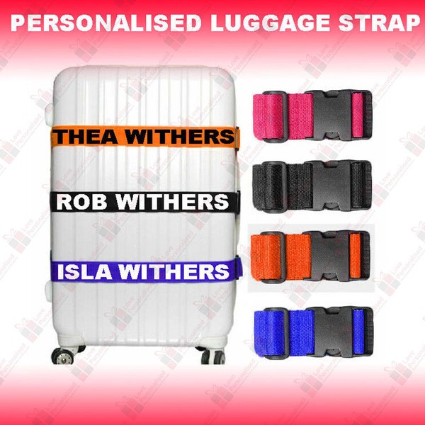 Personalised Luggage Strap Suitcase Printed / Embroidered Safe Luggage Belt 5cm Wide