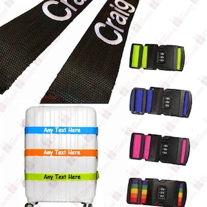 Personalised Luggage Strap Suitcase Embroidered Safe Lock Luggage Belt 5cm wide