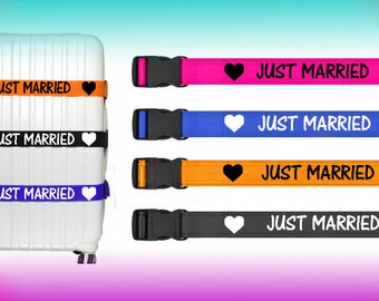 Personalised *JUST MARRIED* Luggage Strap Suitcase Printed Safe Belt 5cm wide