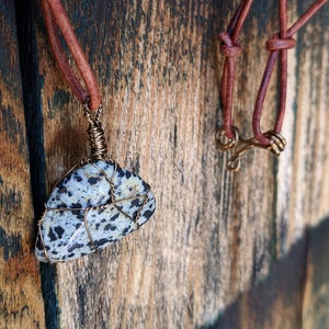 Dalmatian Jasper Chakra Healing Stone Pendant Necklace Handmade Maine Crystal