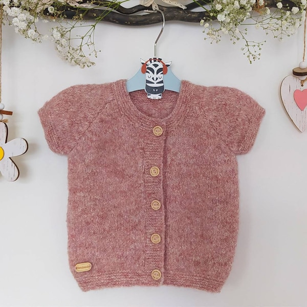 Baby Strickjacke aus Babywolle Alpaka, mega weich und warm in rosa