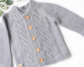 Cárdigan de bebé de alpaca y seda – Tejido a mano – Suave y cálido – Cárdigan para recién nacidos – Regalo para recién nacidos – Varios colores