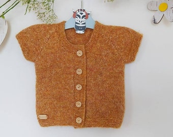 Baby Strickjacke aus Babywolle Alpaka, mega weich und warm in orange