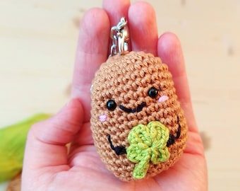 Patata, amigurumi de 8 cm, amuleto de la suerte, regalo divertido, patata, idea de regalo pequeño, recuerdo, regalo divertido