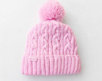Gorro, gorro tejido a mano para niñas, tallas 45-56, tejido en rosa.
