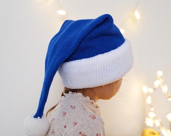 Gorro de invierno abrigado, gorro de Papá Noel en azul, forrado.