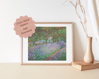 Monet's Garden Cross Stitch Pattern – Advanced Embroidery (PDF Pattern)