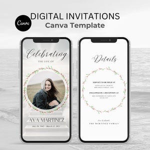 Editable Funeral Evite, Digital Funeral Invitation, Electronic Funeral Announcement, Memorial Evite Invitation, Memorial Service