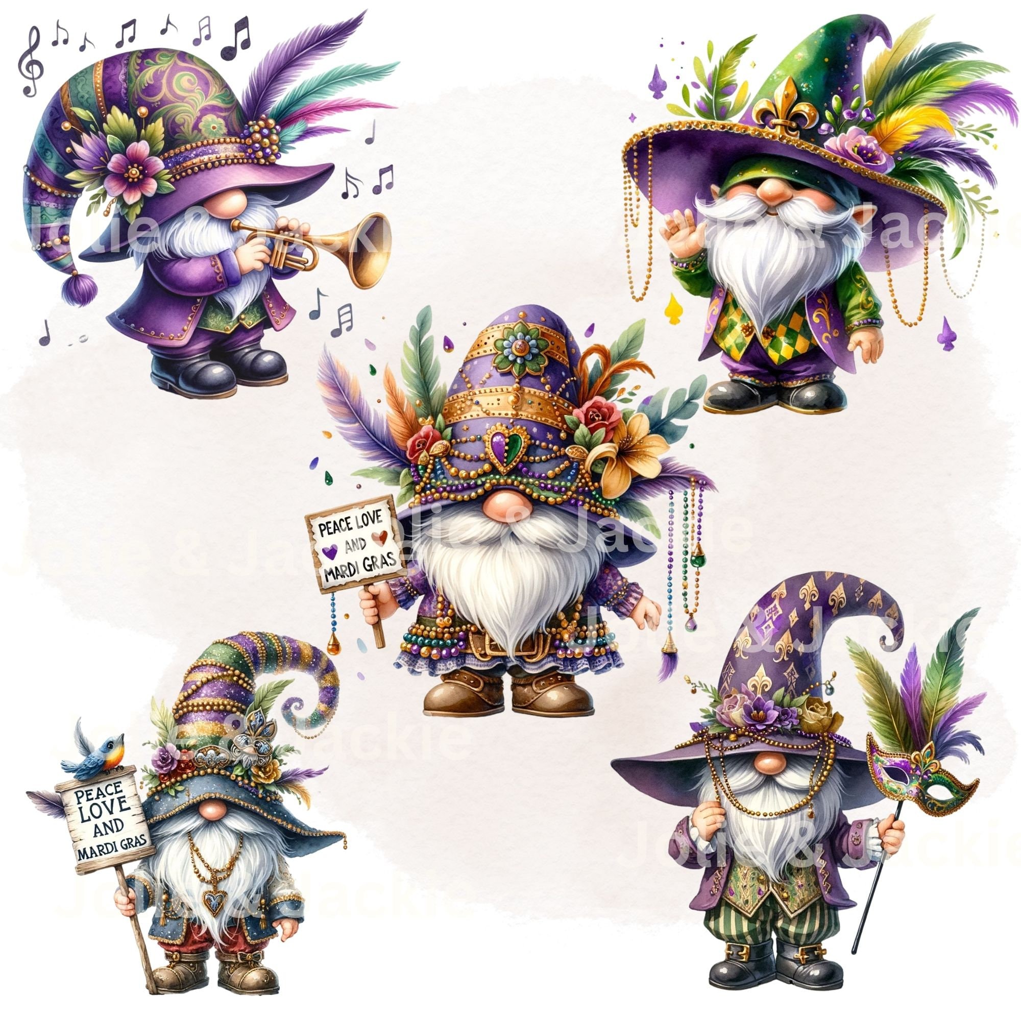 watercolor-mardi-gras-gnomes-clipart-festive-gnome-png-fleur-de-lis-clipart-beads-necklace-fat-tuesday-png-new-orleans-clipart-etsy