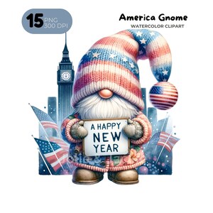 Pacote Patriotic Gnome Clipart PNG - 15 American Pride PNG, 4 de julho PNG, Dia dos Veteranos, Memorial Day png para licença comercial