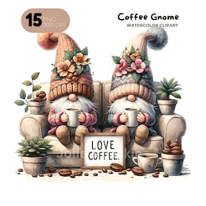 Coffee gnome PNG, Coffee gnome sublimation, coffee gnome watercolor, coffee gnome Clipart, Coffee for Shirt, Commercial Use