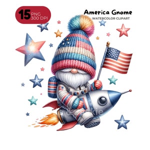 Clipart Gnome du 4 juillet, 15 PNG Gnome américain Clip Art, Illustration du drapeau des Etats-Unis, imprimable, chemise de professeur, chemise d'école pour enfants