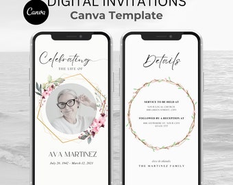 Blush Floral Funeral Program Template (Digital Download)