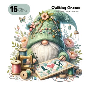 Quilting Clipart, Seamstress Clip Art, Quilting Gnome, Sewing Machine, Patchwork Junk Journal, Card Making, Gift Tag, Teacher Shirt