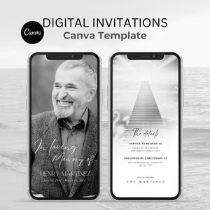 Editable Funeral Evite, Digital Funeral Invitation, Electronic Funeral Announcement, Memorial Evite Invitation, Memorial Service