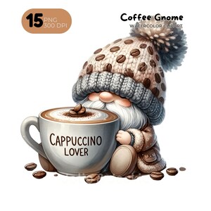 Coffee gnome PNG, Coffee gnome sublimation, coffee gnome watercolor, coffee gnome Clipart, Coffee for Shirt, Commercial Use