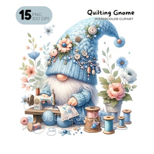 Quilting Clipart, Seamstress Clip Art, Quilting Gnome, Sewing Machine, Patchwork Junk Journal, Card Making, Gift Tag, Teacher Shirt