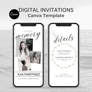 Editable Funeral Evite, Digital Funeral Invitation, Electronic Funeral Announcement, Memorial Evite Invitation, Memorial Service